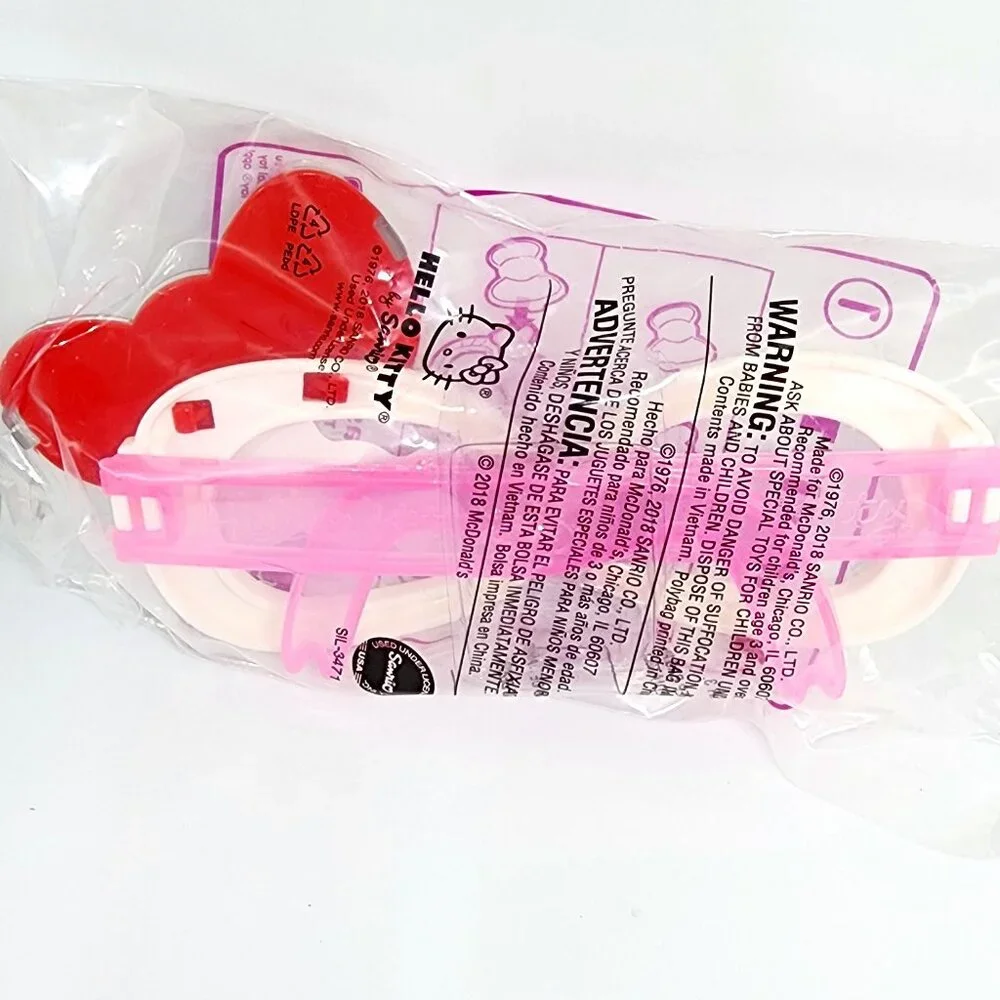 2018 Hello Kitty White Pink Whisker Fashion Glasses #1 Polka Dot Bow McDonald's